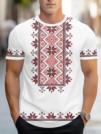 Мужская вышиванка футболка с 3D принтом  . Патриотическая футболка Украины. Чернигов. фото 1