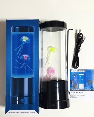 LED светильник-ночник, аквариум с 2 медузами, питание USB/батарейки, 255х90 мм. Днепр. фото 1 LED светильник-ночник, аквариум с 2 медузами, питание USB/батарейки, 255х90 мм. Днепр. фото 1