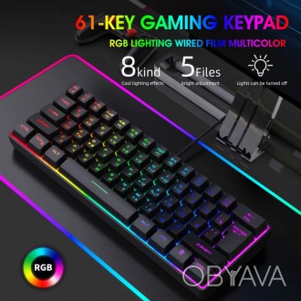 Клавиатура USB K401 с RGB-подсветкой, 61 клавиша, ультракомпактная