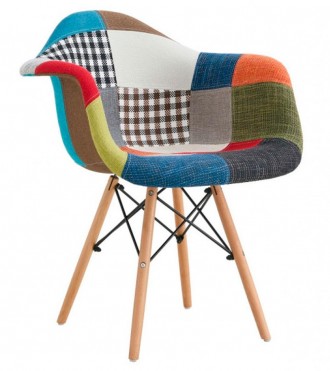 Кресло Тауэр Вуд Р пэчворк (лоскуты), буковые деревянные ножки DAW armchair Eame. Киево-Святошинский. фото 1