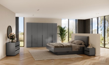 Спальный гарнитур №2 Тео Миро-Марк Мат Антрацит/Графит. Киев. фото 1