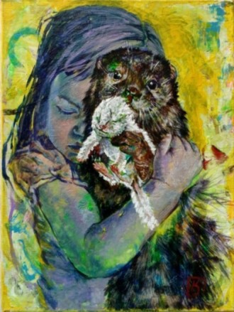 Картина,, Дівчина з тваринами,,. Київ. фото 1