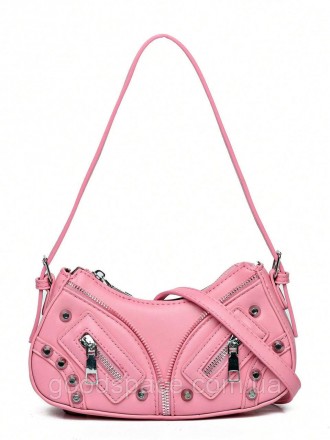 Сумочка женская 10365 багет кросс-боди розовая. Днепр. фото 1