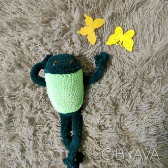 Жабка жабенятко зелена Іграшка вязана гачком ручна робота