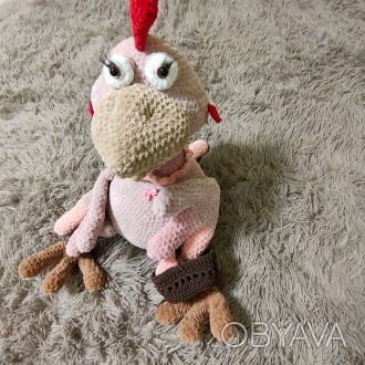 Іграшка курочка курка пташка в'язана 42см велика ручна робота