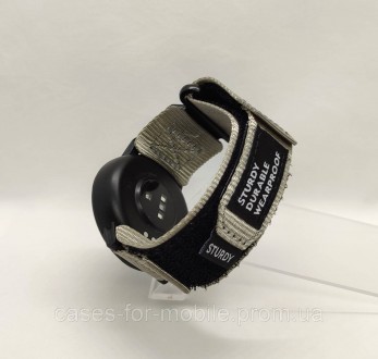 Нейлоновий тактичний ремінець для розумних годинників Smart Watch 22мм Sturdy сіро-чорний. Хмельницький. фото 1