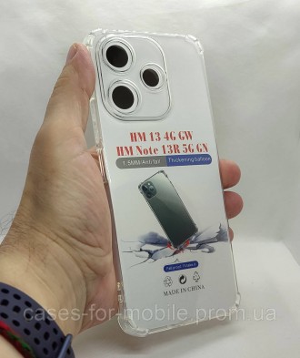 Прозрачный силиконовый чехол, бампер для Xiaomi Redmi 13 / усиленные углы. Хмельницкий. фото 1