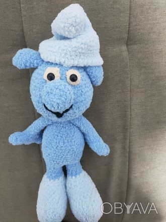 Гном смурф 35см іграшка в'язана мяка подарунок сувенір ручна робота hand