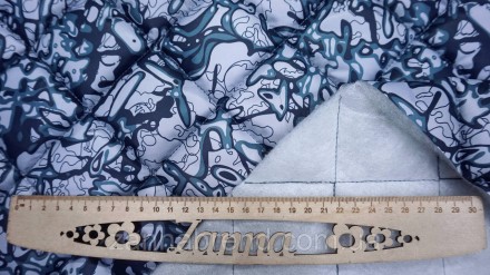 Стеганая плащовка Лаке на утеплителе 150г/м2 цвет серо-синий "Лабиринт мыслей" (. Харьков. фото 1