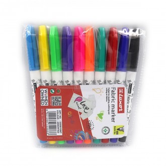 Набір маркерів ткан "Luxor" "Fabric Marker" 1-2мм, водн. основа, 10шт., mix10. Днепр. фото 1