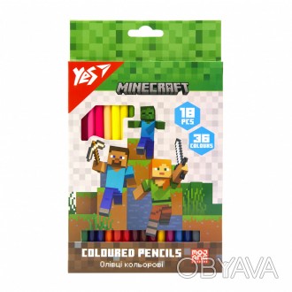 Олівці кольорові Yes 18/36 кол. "Minecraft"