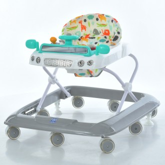 Ходунки M 6061-11-4 (1шт) музика, світло, муз, колеса 8шт, стопор 2шт,сірий-блак. Днепр. фото 1