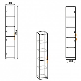 
Пенал для книг КШ-9 Виготовлений з ламінованого ДСП товщиною 16 мм. Пенал можна. . фото 3
