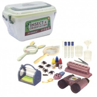 Набор для опытов (бинокль, пробирки, пинцет, лупа, сачок, флаконы с "реактивами". Борисполь. фото 1