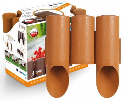 Газонна огорожа Cellfast 3 MAXI, 10 секцій по 21см, 2.1м, цегляний. Київ. фото 1