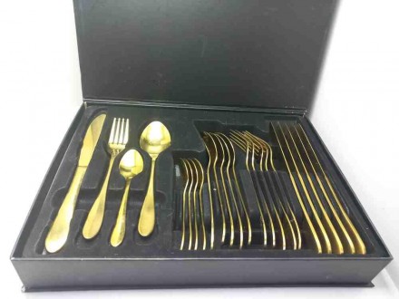 Набор столовых приборов 24 предметов A-Plus 1421 Gold Набор столовых предметов З. . фото 3