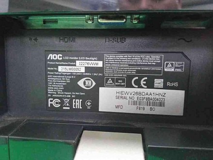 Монітор Б/У AOC 215LM00052. Київ. фото 1