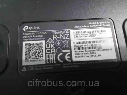 Мережеве обладнання Wi-Fi та Bluetooth Б/У TP-Link Archer C54. Київ. фото 1