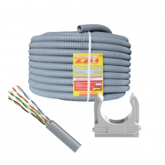 Комплект: Кабель звита пара ЗЗКМ UTP кат.5e, 4х2х0.51 бухта 305 м (мідь, внутріш. Киев. фото 1