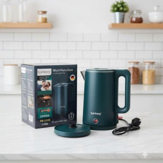 Електрочайник Rainberg RB-2245 2 л неіржавка сталь зелений 2000 Вт. Київ. фото 1