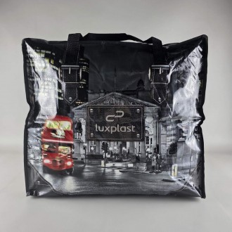 Полипропиленовая сумка хозяйственная  с цветным рисунком №3 Ночной Город (1 шт). Дніпро. фото 1