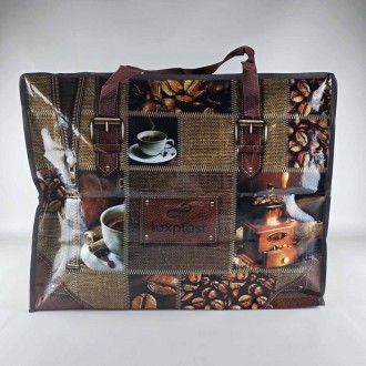 Полипропиленовая сумка хозяйственная  с цветным рисунком №4 Кофе (1 шт). Дніпро. фото 1