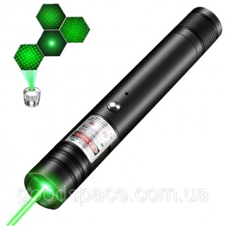 Лазер зеленый Laser 303 100мВт 532нм с блокировкой и насадкой, лазерная указка д. Днепр. фото 1