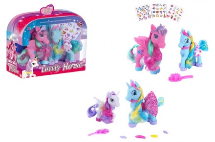 Единорог с крыльями и аксессуарами 2 цвета 2шт в коробке 8080C/D. Івано-Франківськ. фото 1