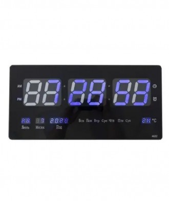 Настенные электронные часы Digital Clock 4622 LED Черные с синим. Івано-Франківськ. фото 1