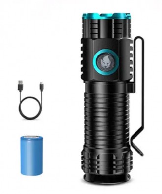 Фонарь ручной аккумуляторный с прищепкой Rablex RB901 Li-ion 16340 Zoom Type-C 1. Івано-Франківськ. фото 1