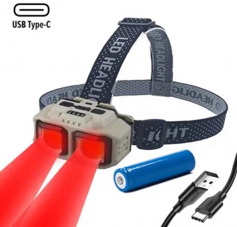 Фонарь
налобный аккумуляторный (1*18650) СОВ Type-C charger HX-816S (PL-124) с к. . фото 5