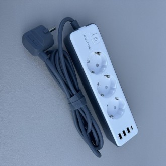 Сетевой удлинитель 2 м на 3 розетки, 3 USB-А и 1 USB-C порт Borofone BAC9 16650 . . фото 3