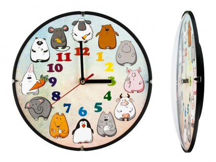 Часы настенные детские ДомАрт Забавные зверушки Стекло Тихий ход 30х30х4см Разно. Ивано-Франковск. фото 1