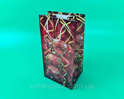 Паперовий Подарунковий Пакет Новорічний 18,5*37*15-02 (12 шт). Умань. фото 1