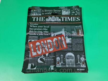 Пакет с прорезной ручкой (42*52,5+3)"Ночной LONDON" (50 шт). Умань. фото 1