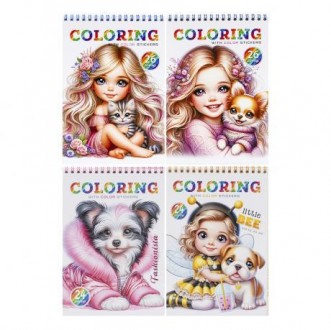 Від 4 шт. Розмальовка А5 із наклейками на спіралі 12ар. 232935 купить оптом. Одеса. фото 1