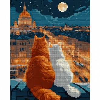 Алмазна мозаїка на підрамнику Santi Котики на даху 956058 40х50 см. Київ. фото 1