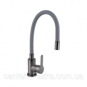 Смеситель для кухни Brinex Pure 015F3 с гибким изливом&nbsp; &nbsp;Graphite/Grey BRIPUR015. Одеса. фото 1