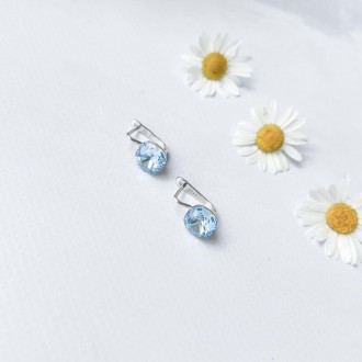 Родированые серебряные серьги 925 пробы с фианитами. Родированные украшения доль. . фото 3