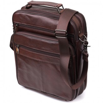 Сумка чоловіча з ручкою для перенесення в руці з натуральної шкіри 723030 Коричн. Київ. фото 1