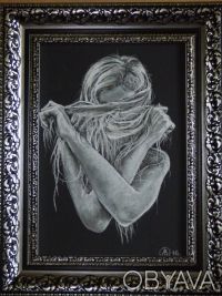Картина от автора-	«Я смутилась» -белая пастель, формат А4,рама с ан. . фото 2