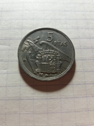 Монета 5 песет 1957 року. Іспанія. Стан на фото.. . фото 2