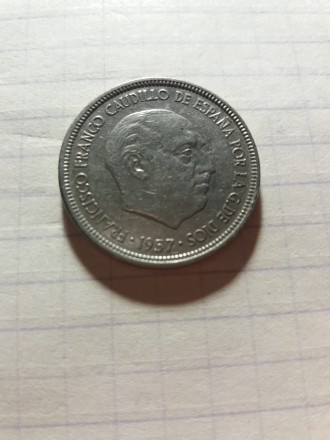 Монета 5 песет 1957 року. Іспанія. Стан на фото.. . фото 3