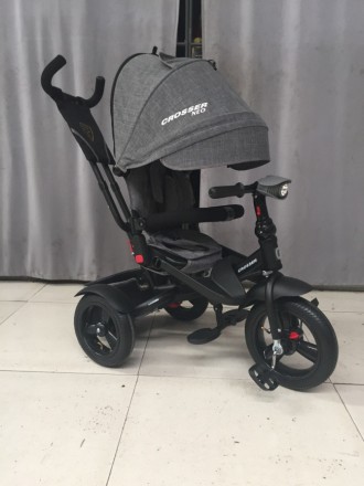 Трехколесный велосипед-коляска Crosser T-400 NEO ECO AIR серый. Одесса. фото 1