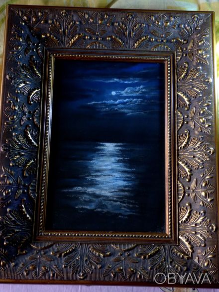 "Лунная дорожка"-авторская работа,пастель размер А-4,рама со стеклом.. . фото 1