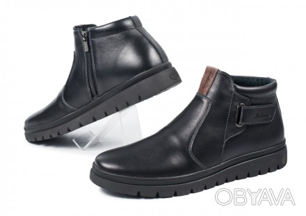 Мужские кожаные зимние ботинки 
Мужские, полностью кожаные зимние ботинки черные. . фото 1