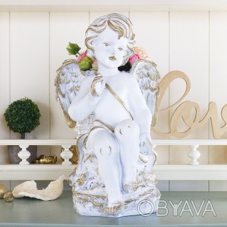 Ангел с корзиной – оригинальная статуэтка ручной работы. Декор выполнен из полис. . фото 1