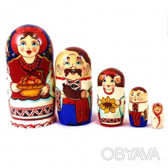 Матрешка из 5-ти кукол девочка украинка. Выполнена матрешка из натурального дере. . фото 1