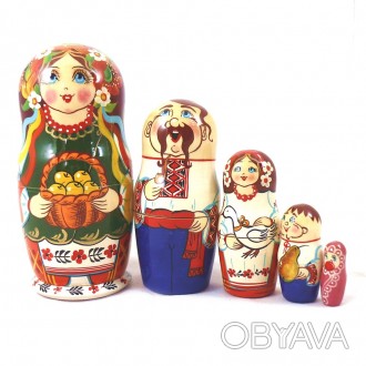 Красивая матрешка из 5-ти кукол девочка украинка. Выполнена матрешка из натураль. . фото 1