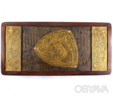 Настольные нарды «Лев золотой» – деревянный сувенир ручной работы. Доска и фишки. . фото 1